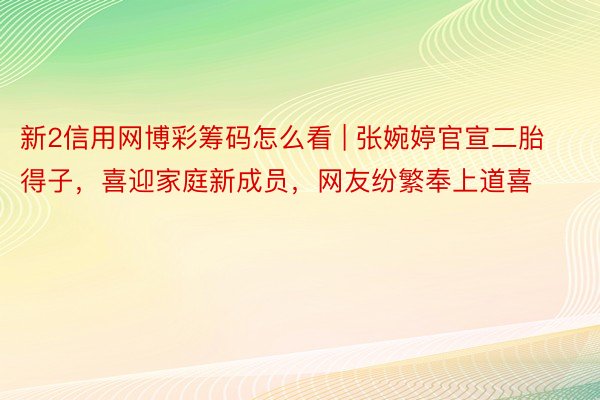 新2信用网博彩筹码怎么看 | 张婉婷官宣二胎得子，喜迎家庭新成员，网友纷繁奉上道喜